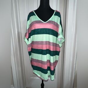 Women's plus size 4x Multicolor Striped V-Neck Women's‎ plus size 4XL summer